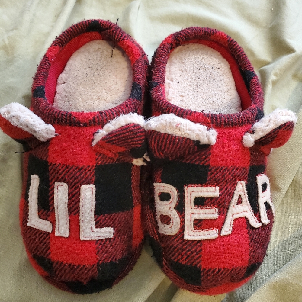 Checker Lil Bear Slippers Toddler size 9/10